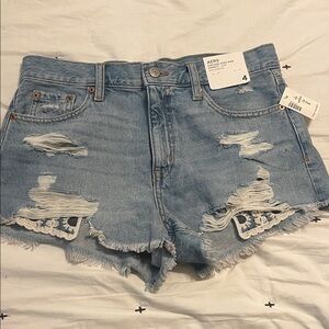 Women's Distressed Denim Shorts - Blue
